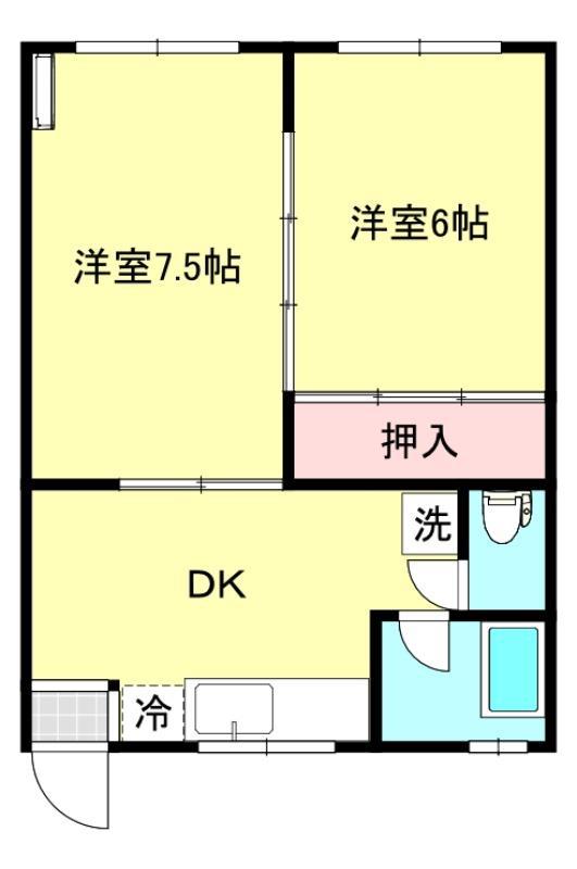 ハイツ来海(2DK/1階)の間取り写真