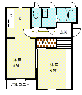 メゾンルトゥール(1LDK/2階)の間取り写真