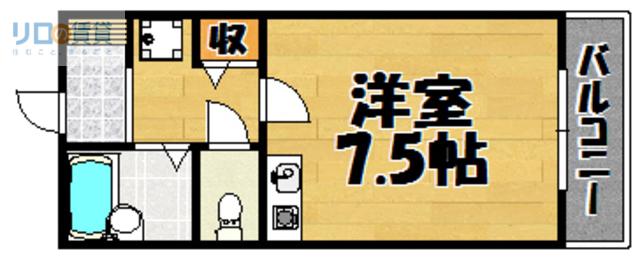 クローバーハイツ(ワンルーム/2階)の間取り写真