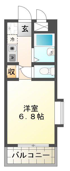 モンテメール仲田(1K/2階)の間取り写真