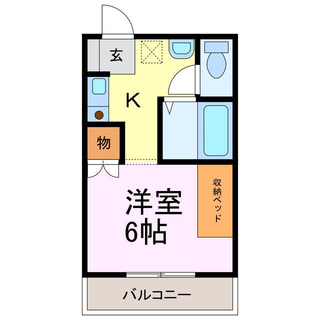 ツァィト板倉(1K/2階)の間取り写真