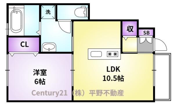 グラン・ブルー(1LDK/1階)の間取り写真