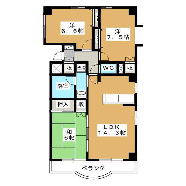ライフコア上千田(3LDK/2階)の間取り写真