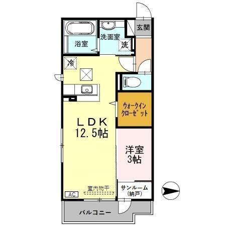 ブリジャール(1LDK/1階)の間取り写真