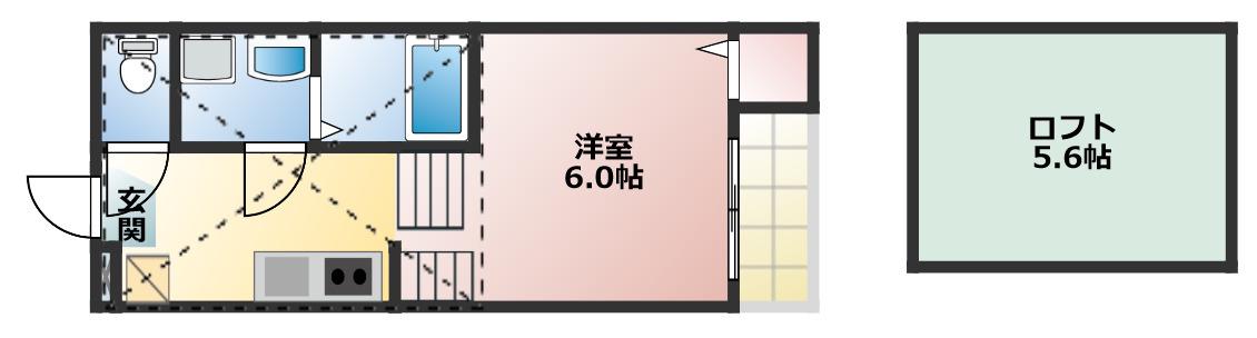 ショコラン(1SK/2階)の間取り写真
