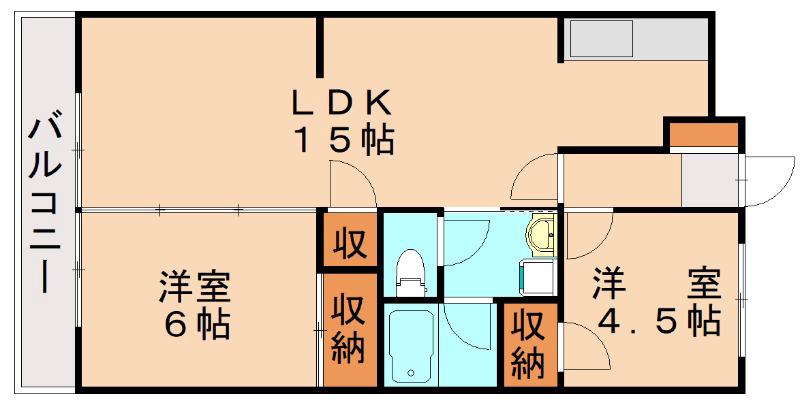 エミネンス穴生(2LDK/2階)の間取り写真