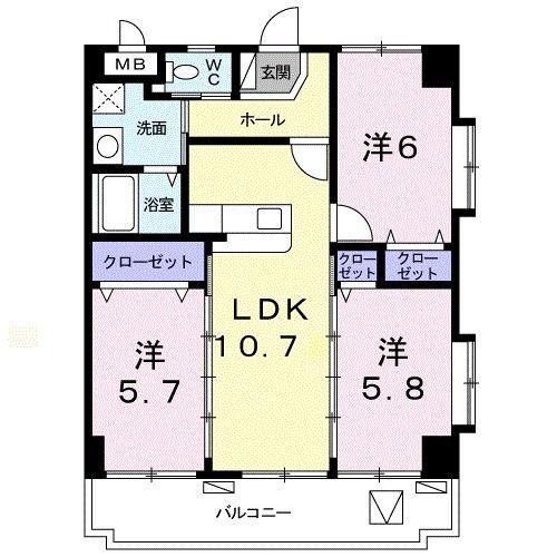 コートドオール パレス(3LDK/4階)の間取り写真