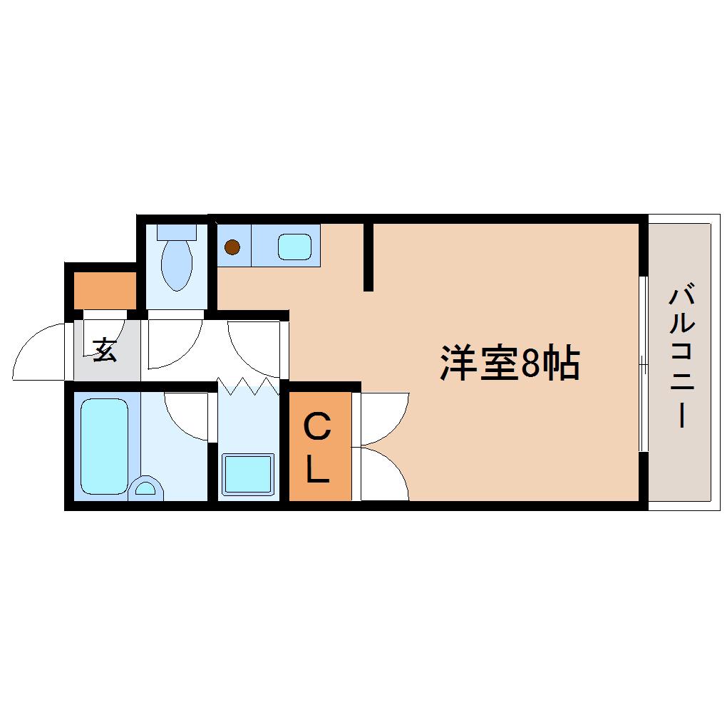 泉中央ハイツ(ワンルーム/2階)の間取り写真
