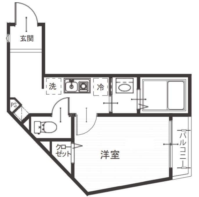 メルディア西府(1K/3階)の間取り写真