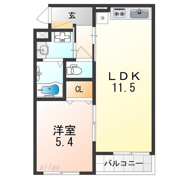 ノワ・メランジェ(1LDK/1階)の間取り写真