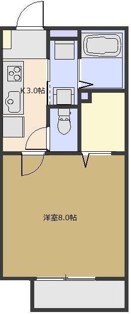 日新花崎ビレッジD(1K/1階)の間取り写真