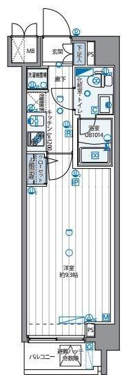 パティーナ住吉(1K/3階)の間取り写真