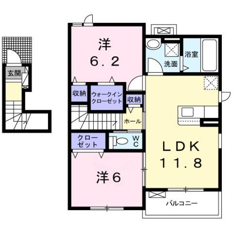 L&C MOCA I(2LDK/2階)の間取り写真