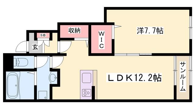 サンセールVIII A(1LDK/1階)の間取り写真