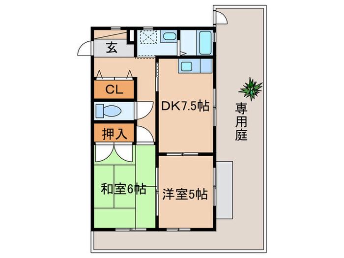 メゾンツカサ(2DK/1階)の間取り写真