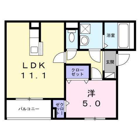 ポルテボヌール本牧(1LDK/2階)の間取り写真