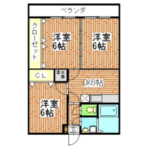 ガーデン・ハイム樗1番館(3DK/5階)の間取り写真