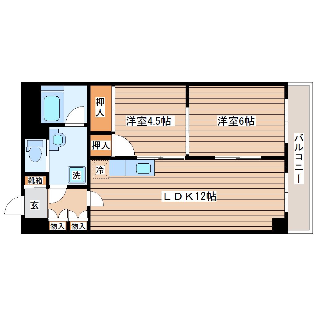 ヴェーネ長町(2LDK/4階)の間取り写真