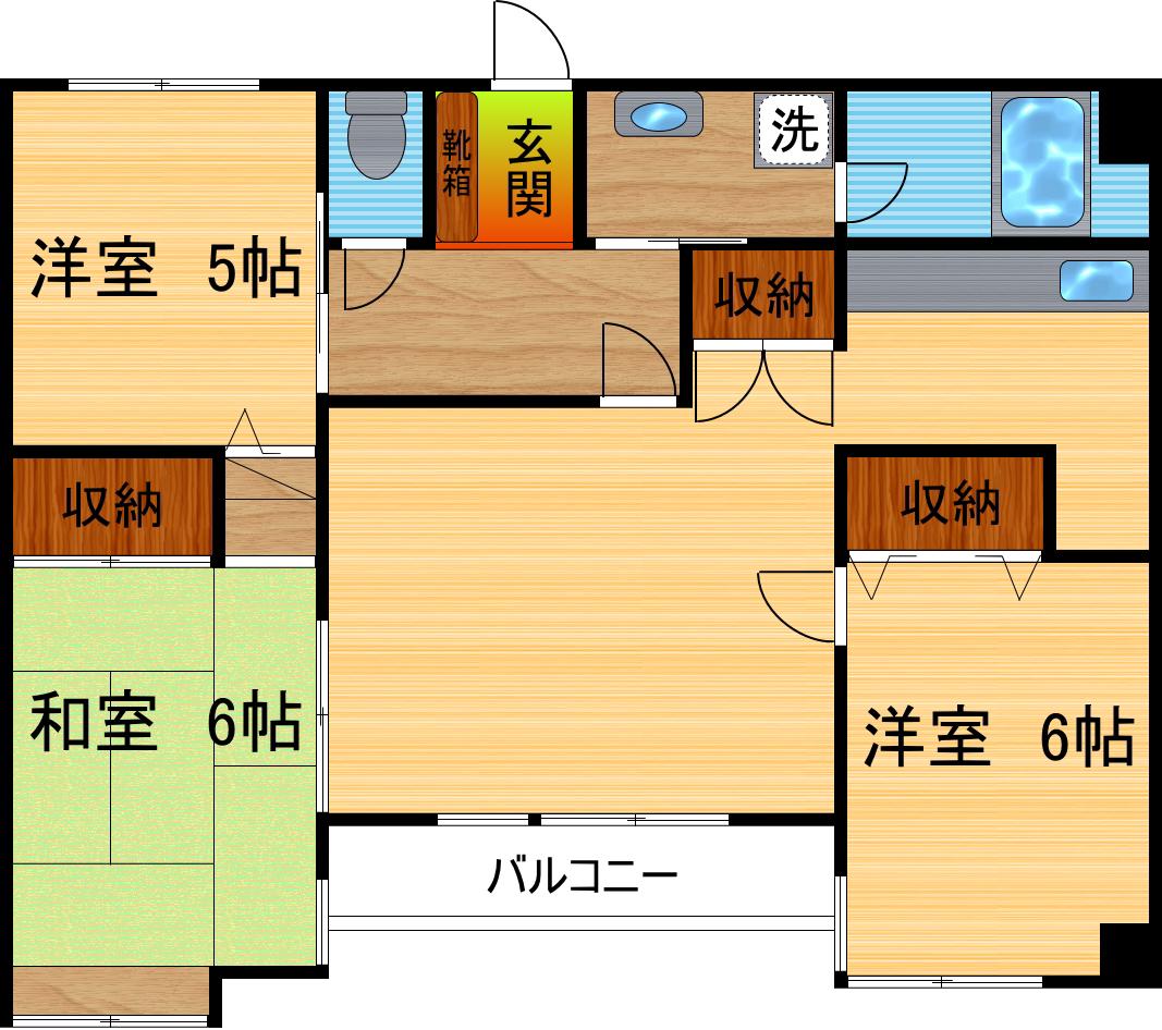 朝日マンション新中野(3LDK/2階)の間取り写真
