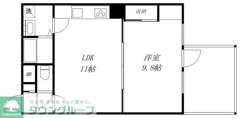 アルカディア志木(1LDK/2階)の間取り写真