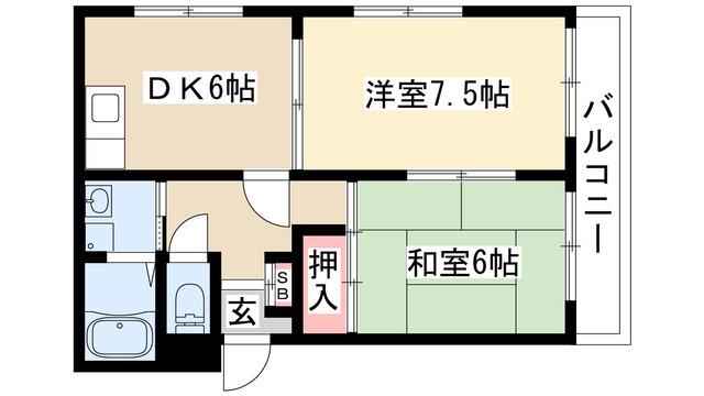 CS極楽(2LDK/1階)の間取り写真