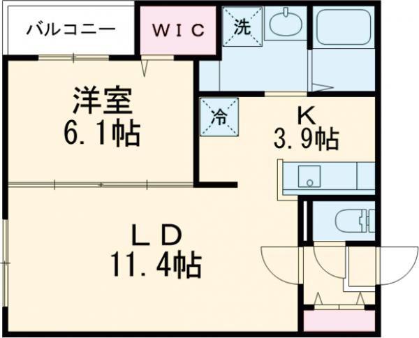 千歳市幸町3丁目MS(1LDK/4階)の間取り写真