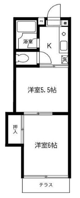 桶川ハイツ(2K/1階)の間取り写真