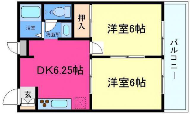 清水ハイツ(2DK/1階)の間取り写真