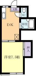 ハイツバロン1(1DK/2階)の間取り写真