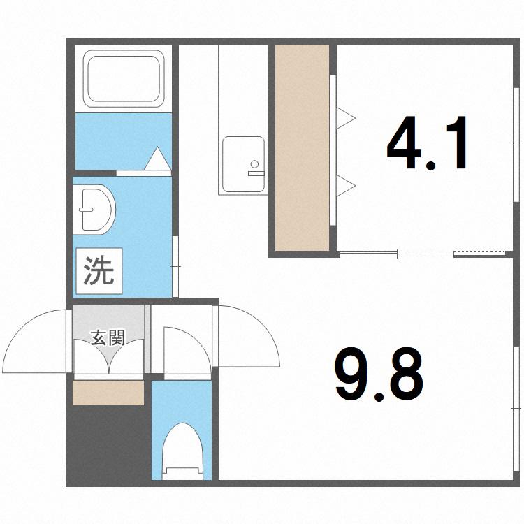 SERAM美園(1LDK/2階)の間取り写真