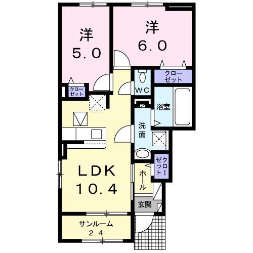 グレイスラムダ軽井沢(2LDK/1階)の間取り写真