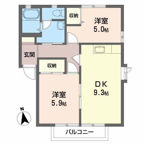 サイレントヒルズA(2DK/2階)の間取り写真