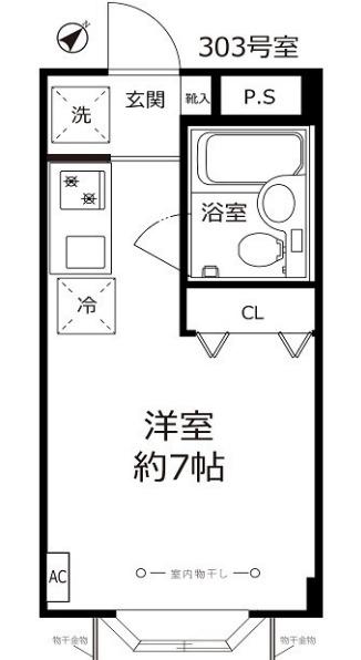 アークハウス エフ(ワンルーム/3階)の間取り写真