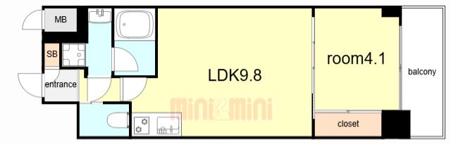 プレジオ神戸長田(1LDK/12階)の間取り写真
