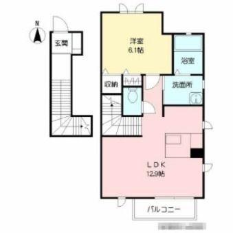 プラム フィールド(1LDK/2階)の間取り写真