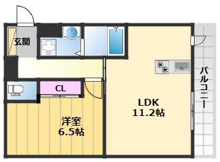 プランドール大手(1LDK/2階)の間取り写真