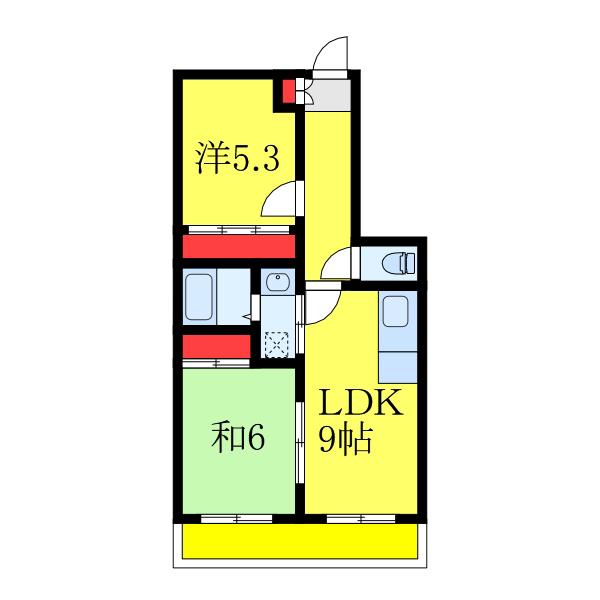 テラスサイド浦和(2LDK/3階)の間取り写真
