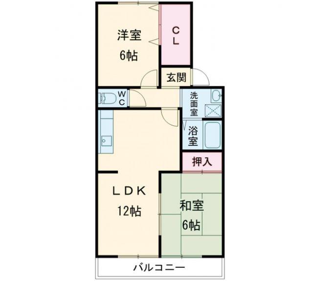 LUMIUS HIGASHIMURA B棟(2LDK/2階)の間取り写真