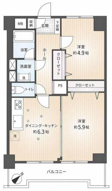上十条ダイヤモンドマンション(2DK/4階)の間取り写真