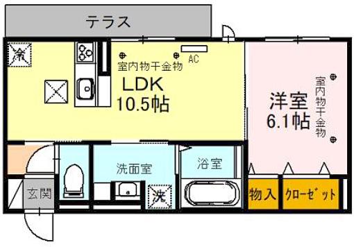 エアフォルクERFOLG(1LDK/3階)の間取り写真