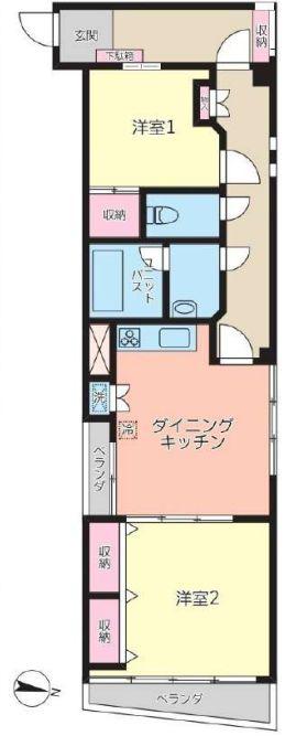 フラッツ新大橋(2DK/2階)の間取り写真