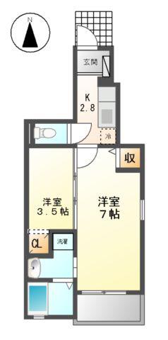 プリマヴェーラ(1SK/1階)の間取り写真