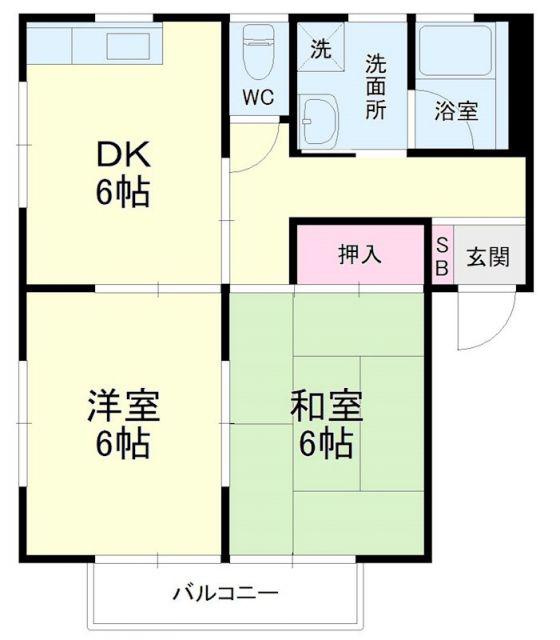 メゾンソレイユA(2DK/2階)の間取り写真