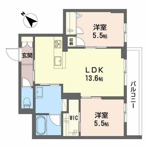グランシア(2LDK/1階)の間取り写真