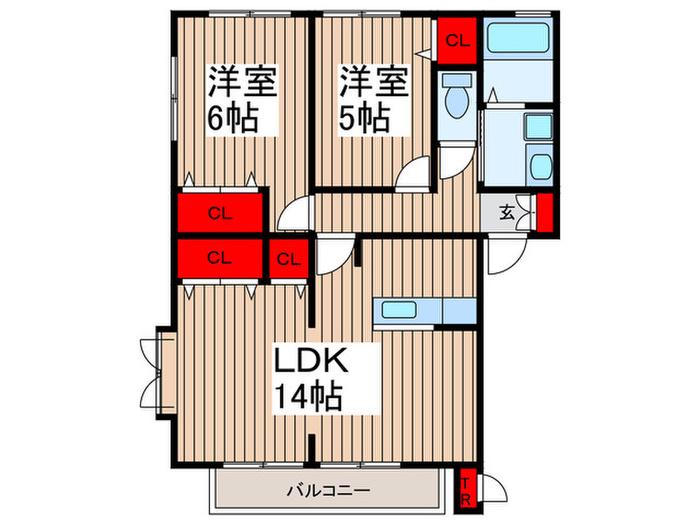 ドウオーベ-タ(2LDK/1階)の間取り写真
