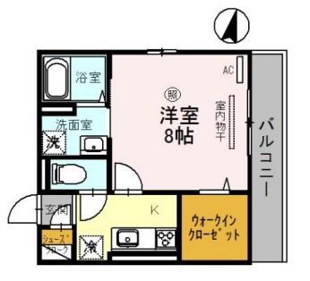 スチール立山(1K/2階)の間取り写真