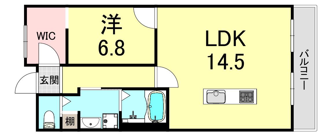 向陽センタービル(1LDK/2階)の間取り写真
