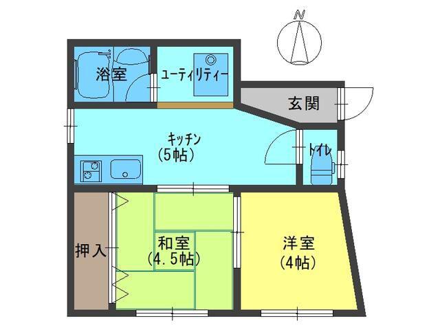 勝ハイツ(2K/1階)の間取り写真