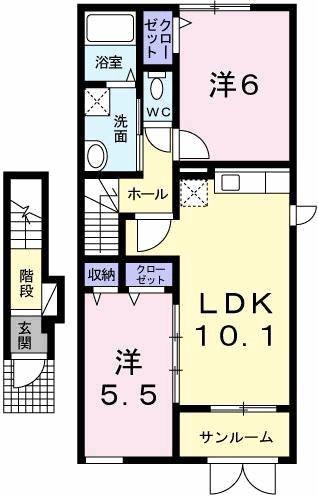 リヴ・タウン T B(2LDK/2階)の間取り写真