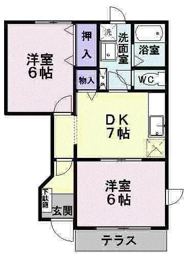 オランダ村B(2DK/1階)の間取り写真